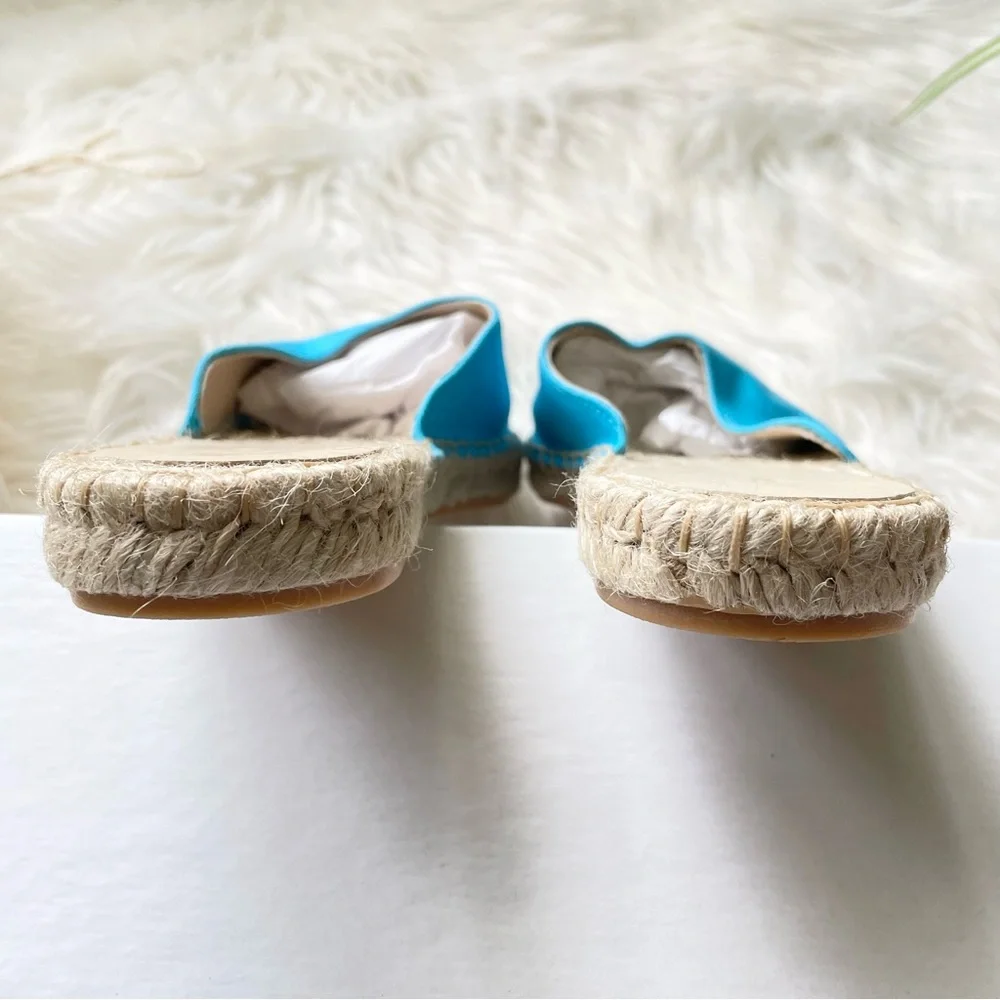 GANNI Embroidered Canvas Espadrille Slippers Turquoise Women’s Size 9 EU 39 NIB